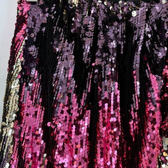ASOS Sequin Faux Wrap Mini Skirt Black Gold Pink Purple Size 4 - Picture 2 of 11